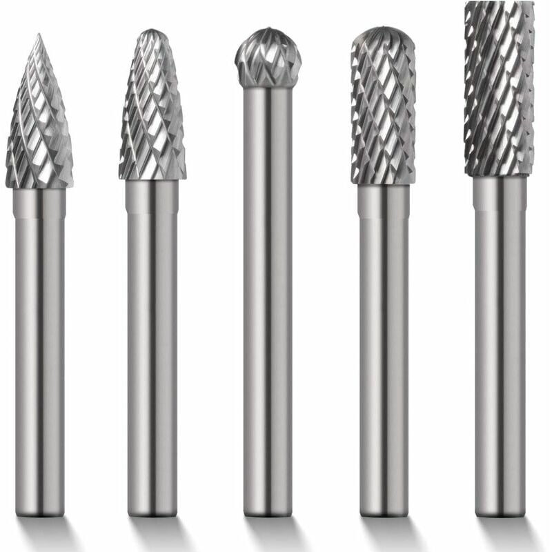Vuszr - 5 Mèches/Fraises de 8 mm en carbure de tungstène rotatif Tige cylindrique en Meule à matrice 6 mm Tige de mèches BI044