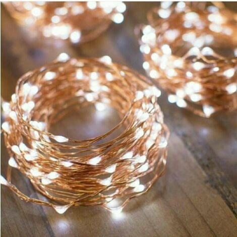 5 Meter/16 Fuß Micro-LED-Lichterkette, 50 Lichter, wasserdicht. Silberdraht/Kupfer/weißes Licht, warmweiß
