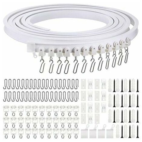 5 Meter Foldable Ceiling Curved Curtain Track Flexible Curved Curtain Track Soft Curtain Track for Curtain Track with Metal Curtain Hooks, Room Divider for Curtains