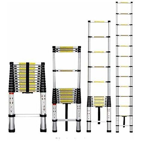5 Meter Heavy Duty Multi-Purpose Aluminum Telescopic Extension Ladder - Lightweight Portable Multi-Purpose Extendable Steps