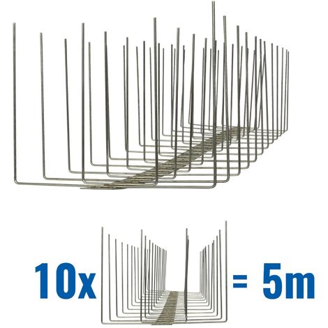 5 mètre pics anti pigeon 4 rangées V2A Titan - solution de qualité pour contrôle des oiseaux base d'acier inoxidable de contrôle des oiseaux