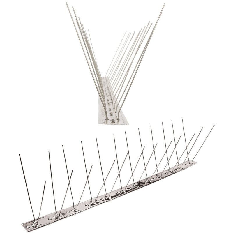 5 mètre pics anti pigeons 2 rangées V2A - solution de qualité pour contrôle des oiseaux base d'acier inoxidable de contrôle des oiseaux