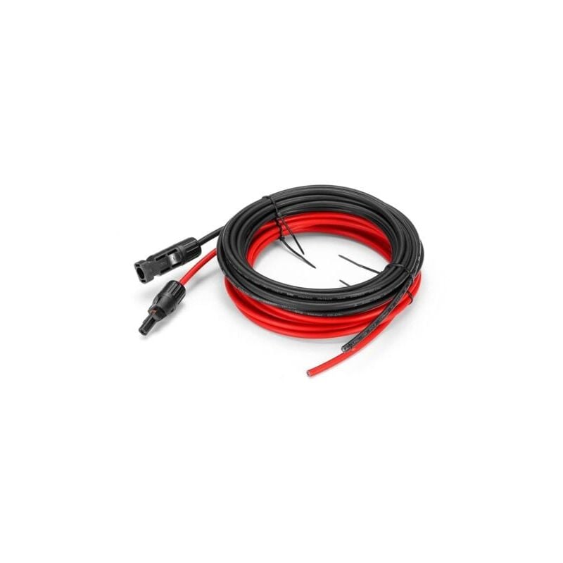 5 mètres 12 awg Câble d'extension pour panneau solaire avec connecteurs MC4 femelle et mâle Kit d'adaptateur (5m Rouge + 5m Noir)