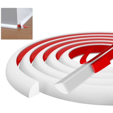 5 mètres Moulure Murale, Quart de Rond Plastique, Moulure Flexible Auto Adhesive, Joint Décoratif de Baignoire en TPE, Moulage Souple Autocollante pour Plafond, Mur, Sol, Bords de Carrelage (Blanc)