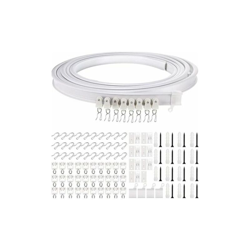 Tuserxln - 5 Mètres Rail de Plafond Pliable Rail de Rideau Incurvé Montage de Rideau de Plafond Flexible Rail de Fenêtres Courbes pour Rail de Rideau