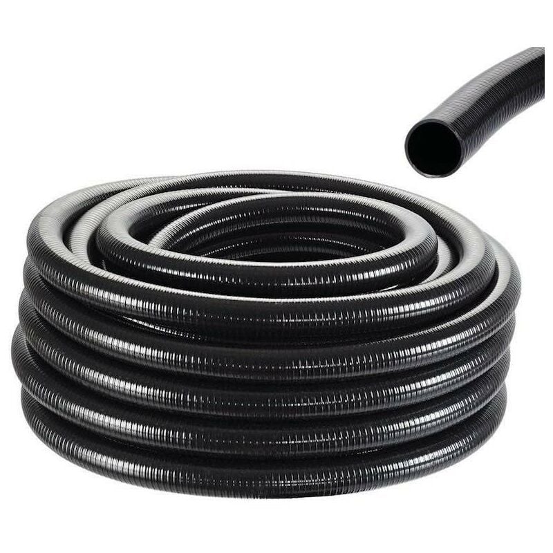 Le Poisson Qui Jardine - 5 mètres tuyau 25 mm pvc résistant Noir 330 gr/m pour bassin - Noir
