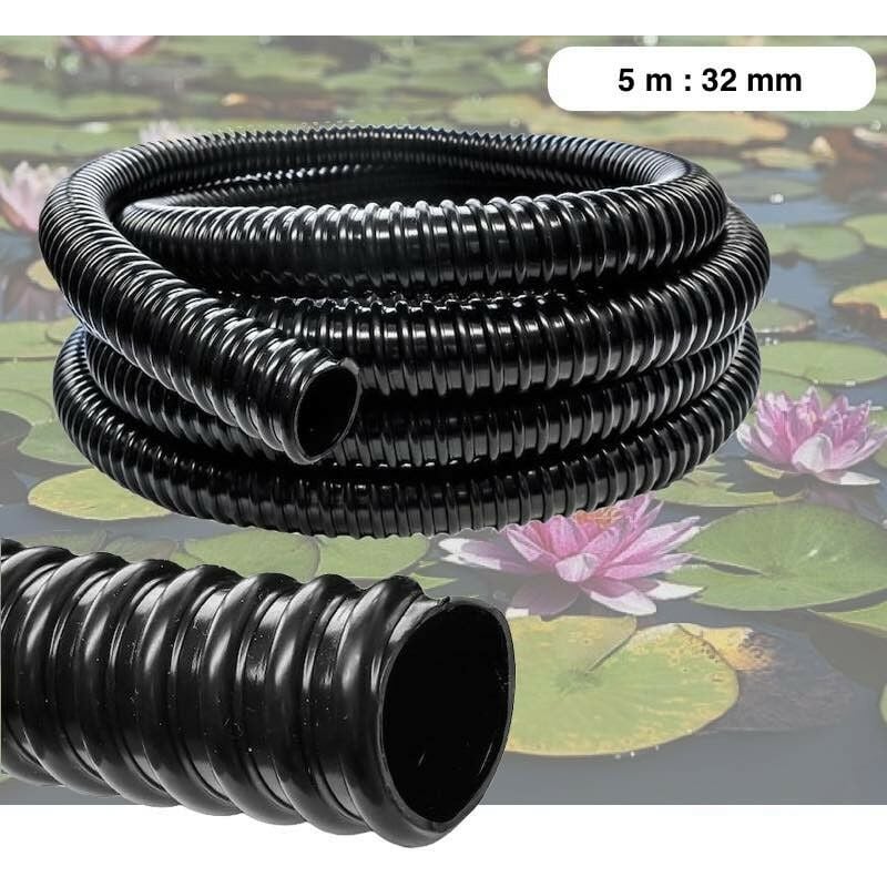 Le Poisson Qui Jardine - 5 mètres tuyau 32 mm pvc souple pour aquarium ou bassin - Noir