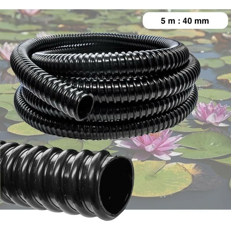 Tuyau, 5 mètres, 40 mm, PVC souple, Pour Aquarium Ou Bassin - Noir