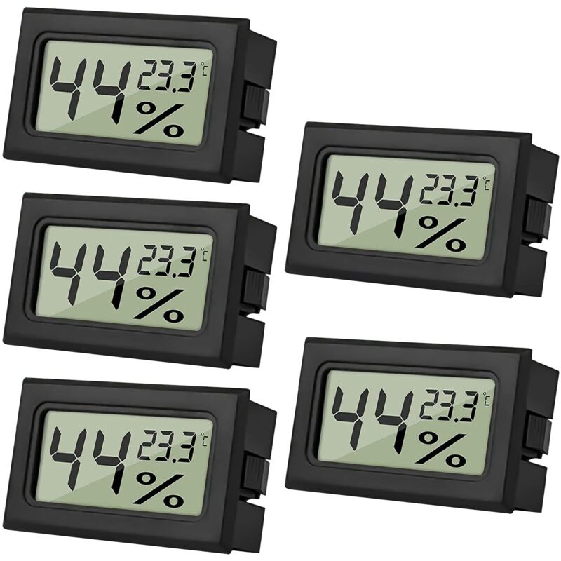 5 Mini Thermomètre Digital LCD Hygromètre D'intérieur hygromètre Thermometer Intérieur Reptiles Hygromètre Numérique, pour Bureau, Cuisine,