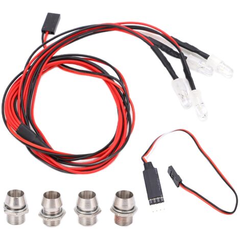 5-mm-LED-Scheinwerfer für RC-Cars – Beleuchtungsset mit Schalter zur Aufrüstung funkgesteuerter Modelle – 2 weiße, 2 rote