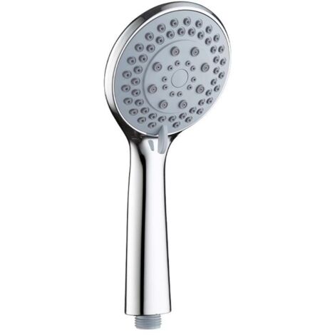 5-Mode Spray Shower, High-Pressure Shower with Easy-Clean Silicone Nozzles, Round Chrome Shower Head, Handheld Water-Saving Shower for Gym and Spa