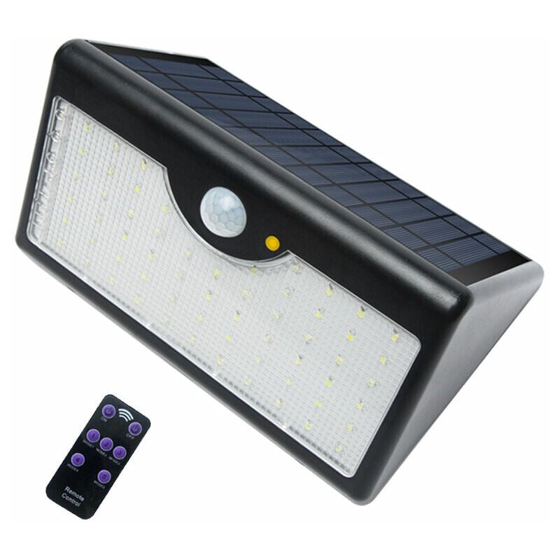 5 Modes Applique Solaire Exterieur Avec Télécommande, Super Lumineux 60 LED Sans Fil Détecteur De Mouvement Lampe De Sécurité 1300LM Imperméable à