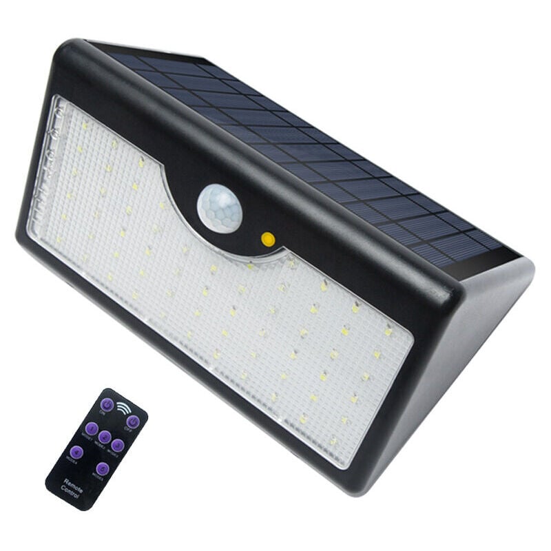 5 Modes Applique Solaire Exterieur Avec Télécommande, Super Lumineux 60 led Sans Fil Détecteur De Mouvement Lampe De Sécurité 1300LM Imperméable à