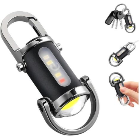 5 Modes Lampe Torche LED Ultra Puissante Rechargeable USB , Auto Défense La vie Étanche  Lampe de Poche Porte Clés Camping Extérieur, Urgence, Pêche