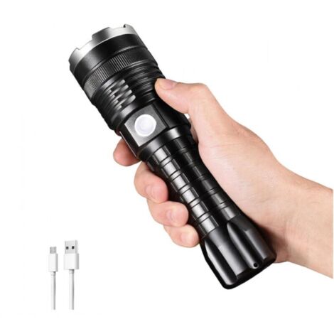 5 Modes Lampe Torche Rechargeable 1500 Lumens Lampe de Poche LED Ultra Puissante avec Batterie de 18650mAh,IP45 Étanche, Lampe Tactique Militaire pour Camping, Randonnée, Urgence