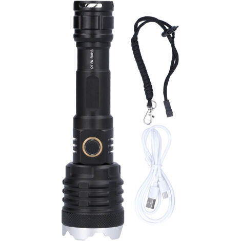 5-Modus-LED-Taschenlampe, 20000 Lumen, wasserdicht, zoombar, für Wandern, Camping, Notfälle, USB-aufladbar