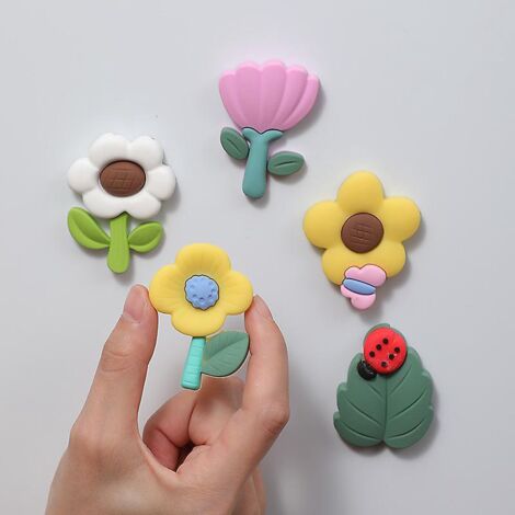 5 Morceaux D'autocollants De Rfrigrateur En Plastique Souple De Fleur Autocollants Magntiques 3d Personnaliss Plaque Signaltique Tridimensionnelle