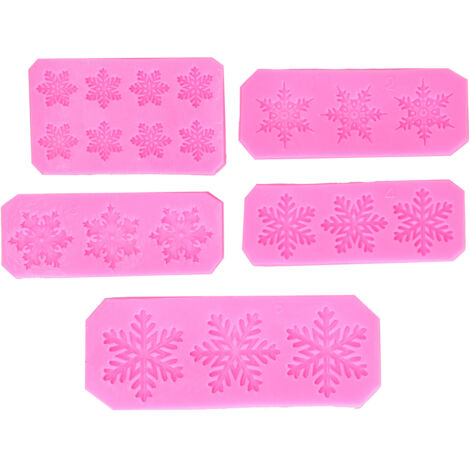 5 Moules à Flocons de Neige en Silicone Souple, 5 Formes Différentes, Faciles à Nettoyer, Idéaux pour DIY et Pâtisserie