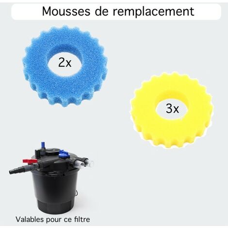 5 Mousses De Remplacement Filtre Bassin Sous Pression 36W 40 m³