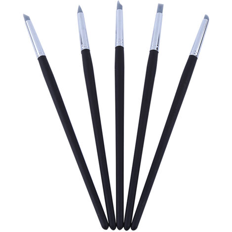 5 outils de sculpture en silicone souple pour argile et cire avec manches en bois