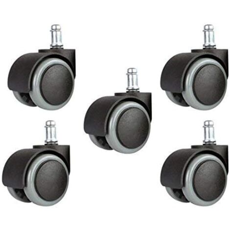 5 Pack 2" 11mm Universal Office Chair Replacement Wheels Standard Size - Black/Grey