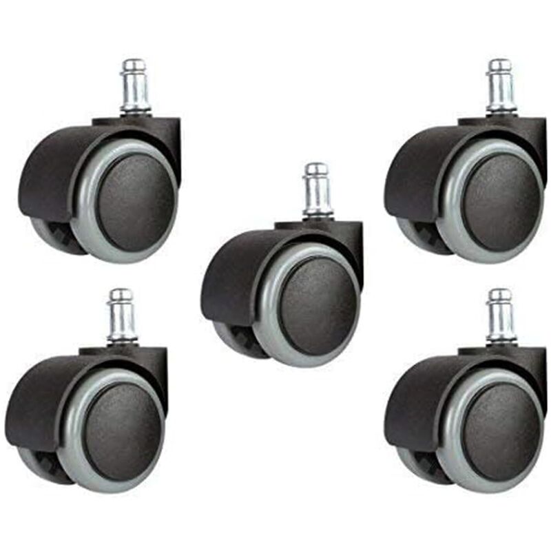 5 Pack 2" 11mm Universal Office Chair Replacement Wheels Standard Size - Black/Grey