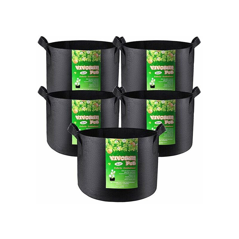 5-Pack 5 gallons Sacs de culture de culture robuste épaissie des pots non tissés non tissés avec poignées