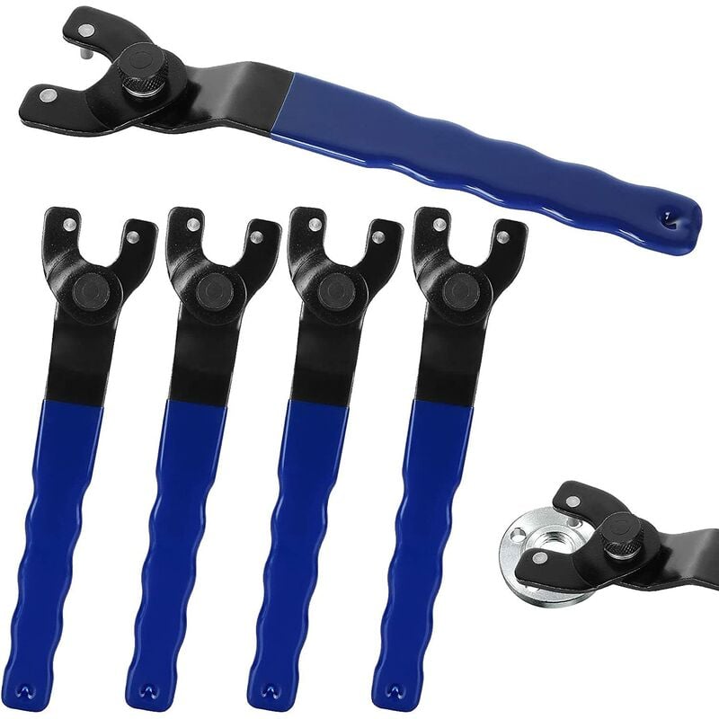Mimiy - 5 Pack Angle Grinder Wrenches, Adjustable Pin Key Wrench with Non-Slip Plastic Coated Handle - Blue Black