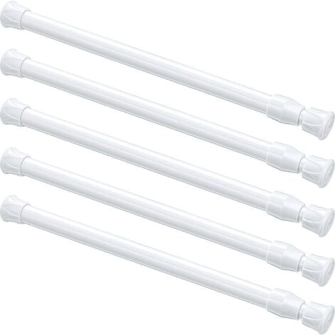 5 Pack Cupboard Bars Tensions Rod Spring Curtain Rod for DIY Projects, Extendable Width (11.81 to 20 Inches, White)