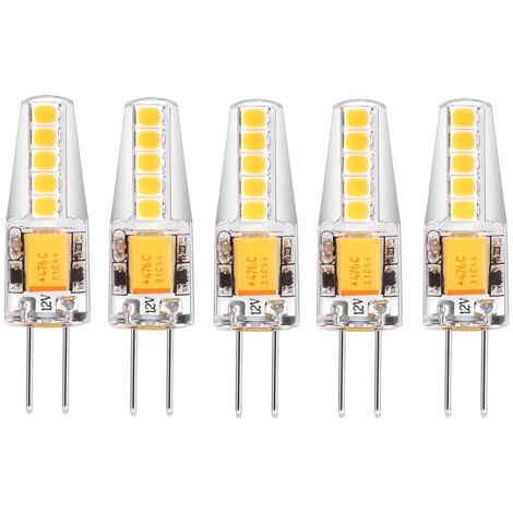 5 Pack G4 LED Bulbs Natural White 4000K AC/DC 12V 3W 200LM Replacement G4 20W Halogen No Dimming No Flicker LED Pin Base Bulb [Energy Class C]