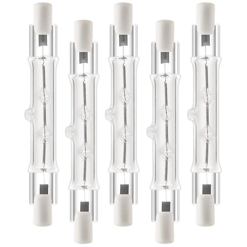 Lot de 5 ampoules halogènes linéaires R7S 118 mm 300 W 230 V, dimmables, pour la construction.