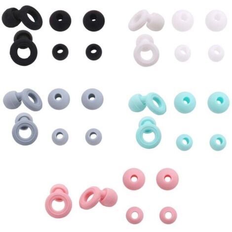 5 Paires de Bouchons D'Oreille Silencieux en Boucle pour la Réduction Du Bruit Dormir Silicone Natation Anti-Bruit Moto