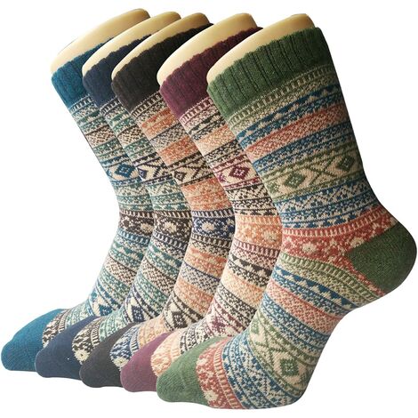 5 paires de chaussettes en laine dhiver pour femmes, chaussettes chaudes et épaisses super douces, couleur colorée de qualité supérieure