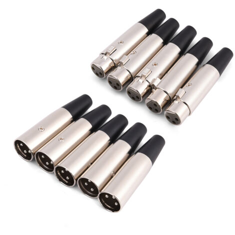 5 Paires de Connecteurs Audio XLR 3 Broches Mâle et Femelle pour Microphone