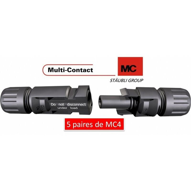 Multi Contact - 5 paires de connecteurs, fiches mc4 male et femelle (4-6 mm2) multi-contact