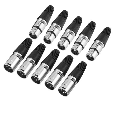 5 Paires de Connecteurs XLR 3 Broches Mâle/Femelle pour Câble Microphone Adaptateur