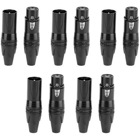 5 paires de connecteurs XLR à 3 broches, prise Audio, canon, noir