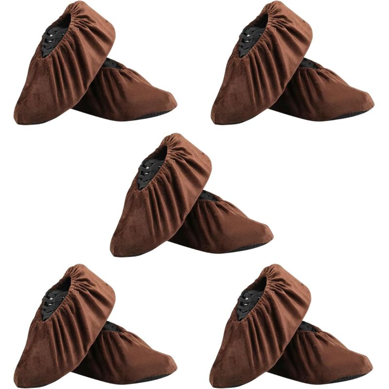 5 paires de surchaussure couvre, convient aux adultes avec des pointures 37 à 43 - brun-RAPANDA