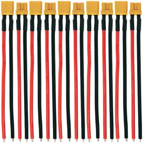 5 Paires XT30U Connecteur Femelle Mâle avec Fil de Silicium de 10cm 16AWG, XT-30U Bullet Connectors Plugs, pour Batterie RC Lipo FPV Drone