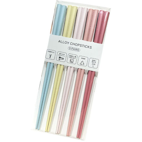 5 Pairs Octagonal Sushi Chopsticks Japanese Style Pointed Chopstick Set Fashion Color PET Plastic Chopsticks H