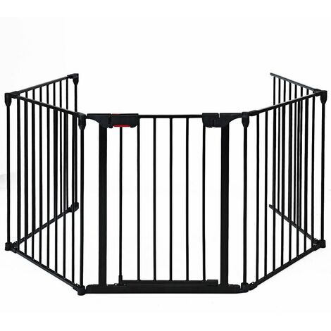 5 Panel Fireplace Fence Baby Pet Safety Gate Playpen Adjustable Room Divider