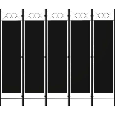 5-Panel Room Divider Black 200x180 cm vidaXL