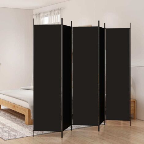 5-Panel Room Divider Black 250x200 cm Fabric vidaXL