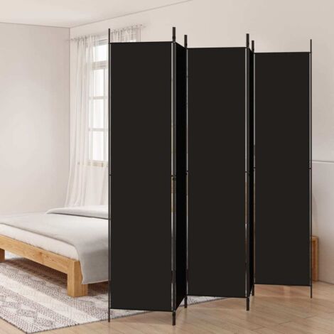 5-Panel Room Divider Black 250x220 cm Fabric vidaXL