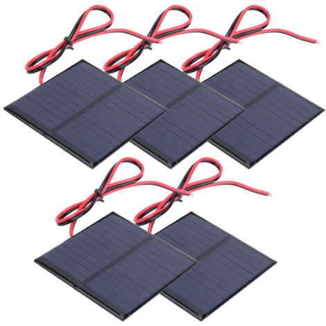 5 Panneaux Solaires Polycristallins 5.5V 0.6W avec Câbles 30cm pour Chargeur de Batterie