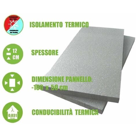 5 Pannelli in EPS con Grafite Certificato CAM 'Polistirene Espanso  Sinterizzato' per Isolamento Termico -100x50x12cm