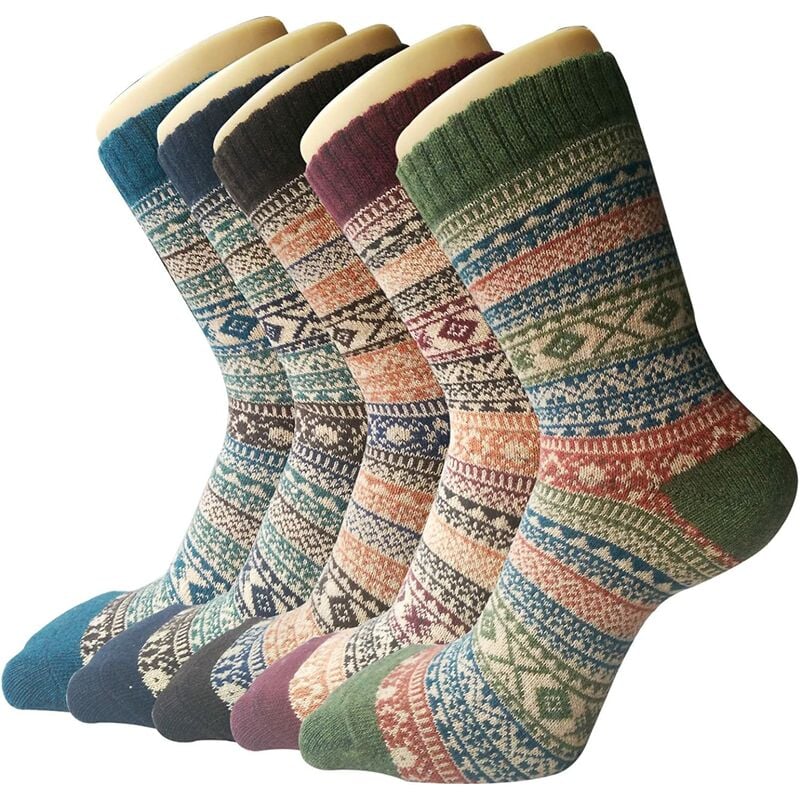 

5 pares de calcetines de lana de invierno para mujer, calcetines gruesos cálidos súper suaves, colores coloridos de alta calidad