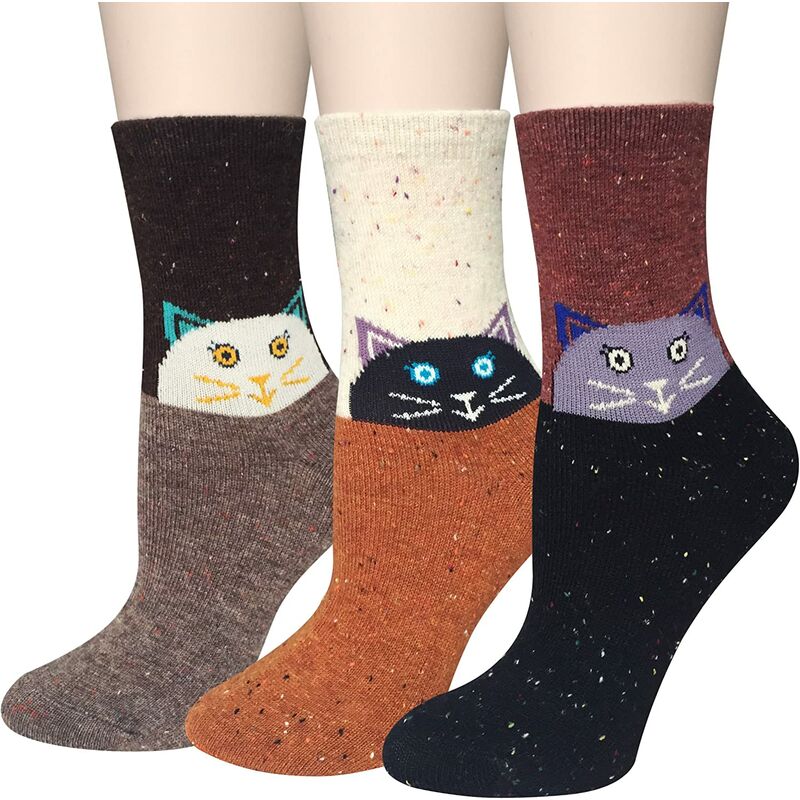 

5 pares de calcetines de lana de invierno para mujer, calcetines gruesos y suaves, transpirables, de colores coloridos, efecto regulador del clima de