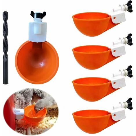 5 PCS Abreuvoir Automatique Kit,Abreuvoir Volaille Automatique avec scie à Trou de pour Tasses pour Poussins Cailles Canards Bird