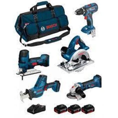 5 pcs. Bosch Professional Set 18V: GSR + TPS + GWS + GTS + GSA